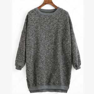 Oversized Ribbed Sweater Dress Tunic Small Heather Gray